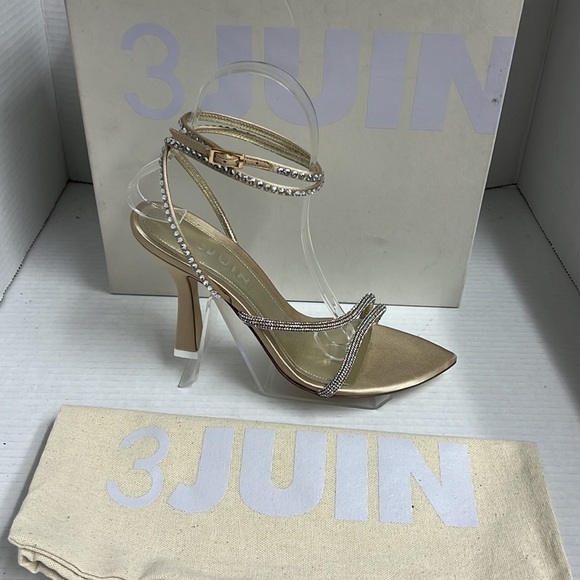 Revolve 3JUIN Giglio 95mm crystal-embellished sandals Size 38 Like New - Picture 3 of 7